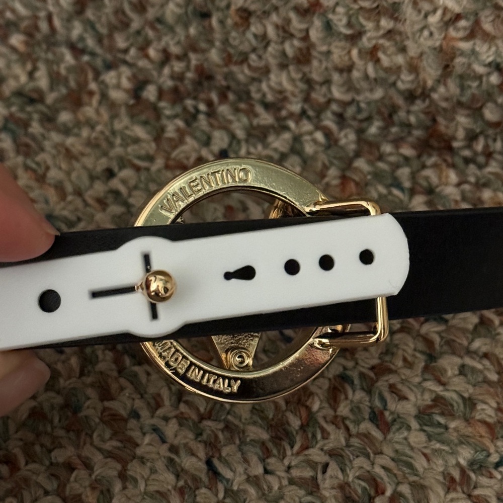 Valentino By Mario Valentino Black and Gold Belt - Picture 11 of 11